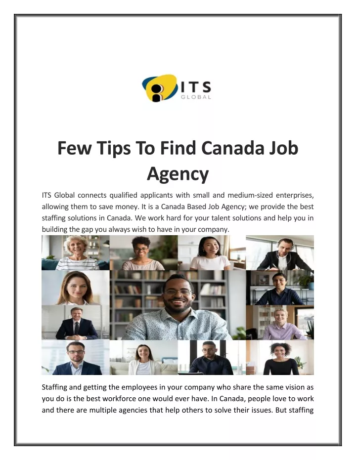 few tips to find canada job agency