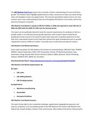 the cnc machine tool market report aims