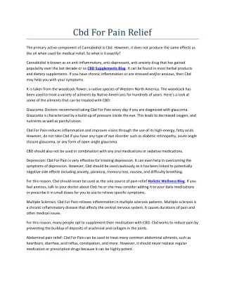 cbd for pain relief