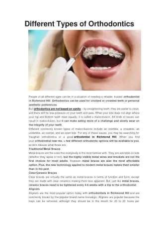 Different Types of Orthodontics