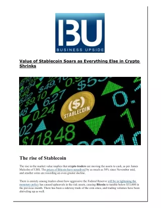 value of stablecoin soars as everything else