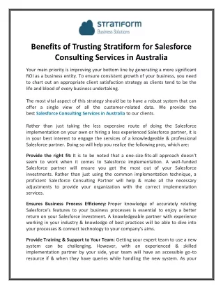 Salesforce Consulting Services in Australia