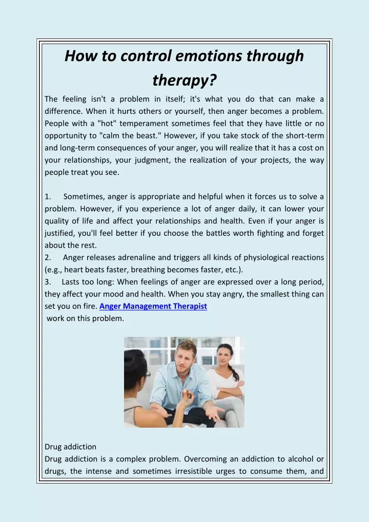 how to control emotions through therapy