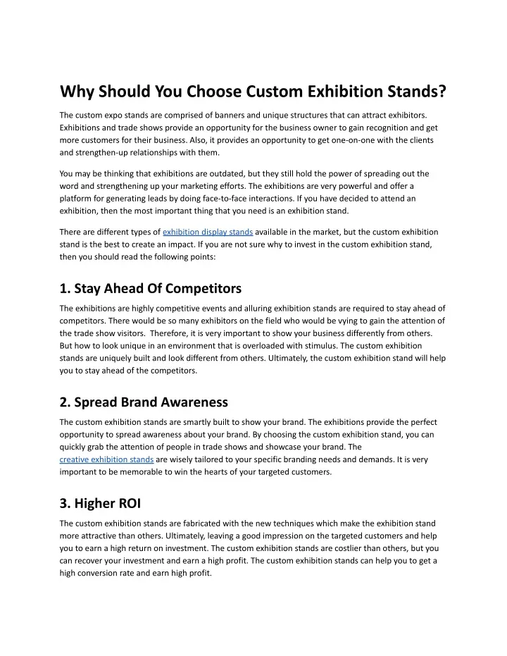 why should you choose custom exhibition stands