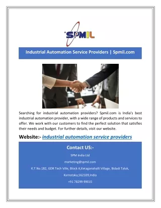 Industrial Automation Service Providers | Spmil.com