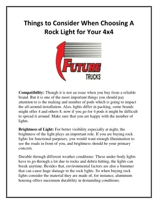 Things to Consider When Choosing A Rock Light for Your 4x4