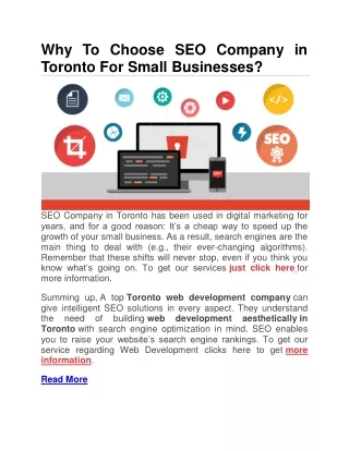 why to choose seo company in toronto for small