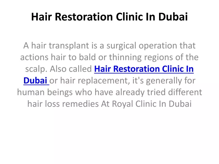 hair restoration clinic in dubai