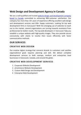 web design and development agency in canada