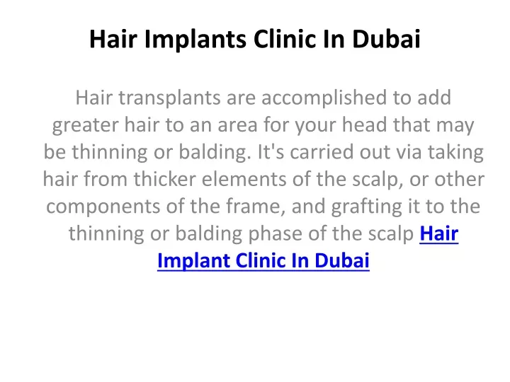 hair implants clinic in dubai