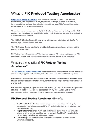 what is fix protocol testing accelerator
