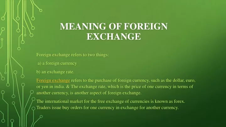 meaning of foreign exchange