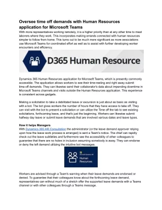 Oversee time off demands with Human Resources application for Microsoft Teams