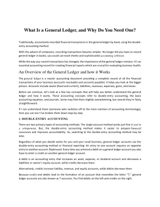 what is a general ledger and why do you need one