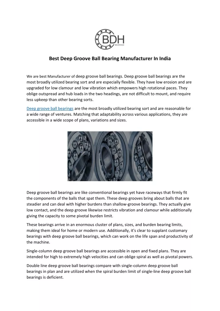 best deep groove ball bearing manufacturer