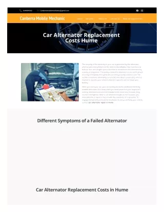 Car Alternator Replacement Costs in Hume