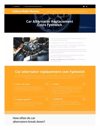 Car Alternator Replacement Costs in Fyshwick