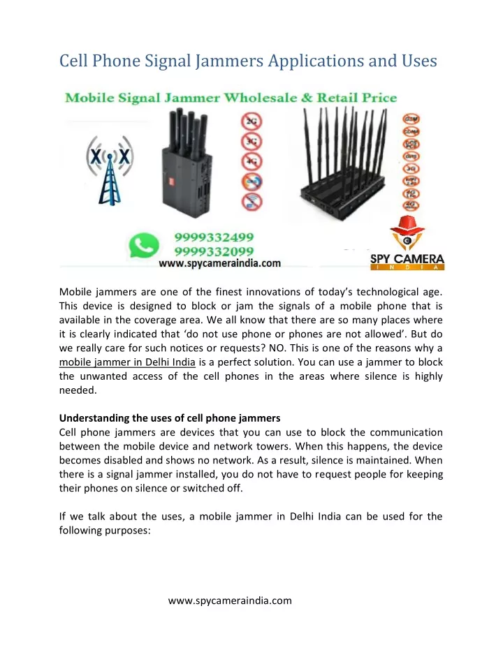 cell phone signal jammers applications and uses