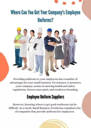 Where Can You Get Your Company's Employee Uniforms