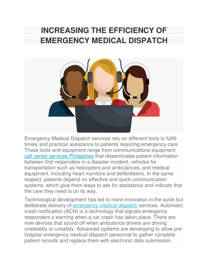 increasing the efficiency of emergency medical