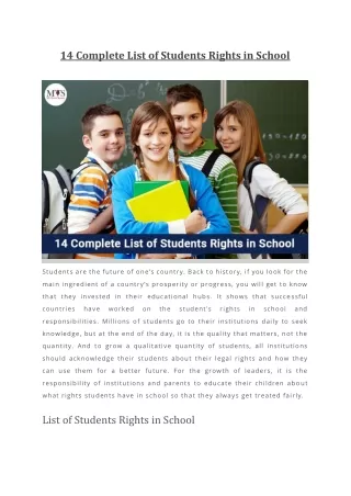 14 complete list of students rights in school