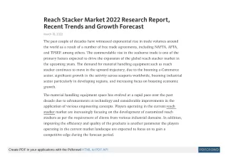 reach stacker market 2022 research report recent