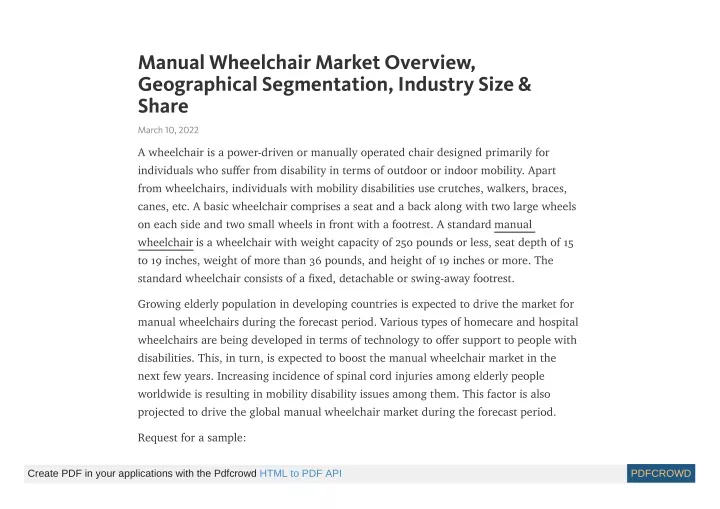 manual wheelchair market overview geographical