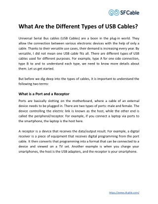 what are the different types of usb cables
