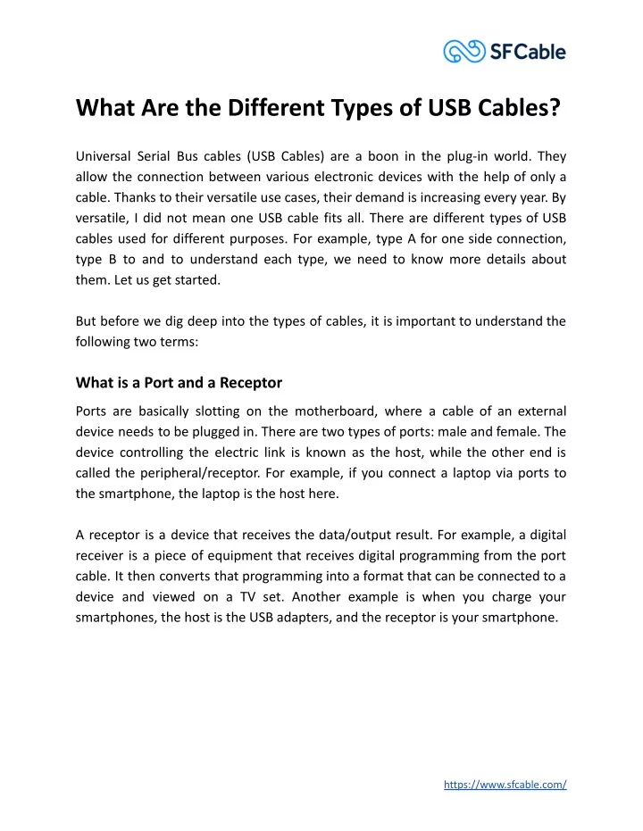what are the different types of usb cables