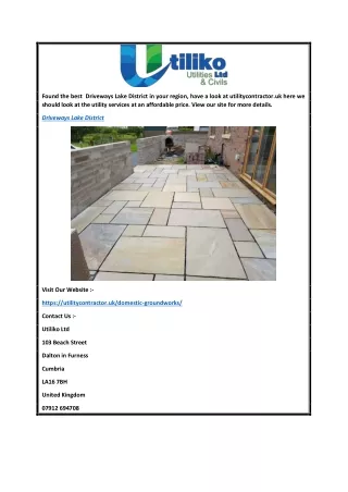 Driveways Lake District  Utilitycontractor.uk