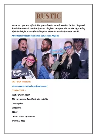 Affordable Photobooth Rental Service Los Angeles  Rusticcharmbooth.com