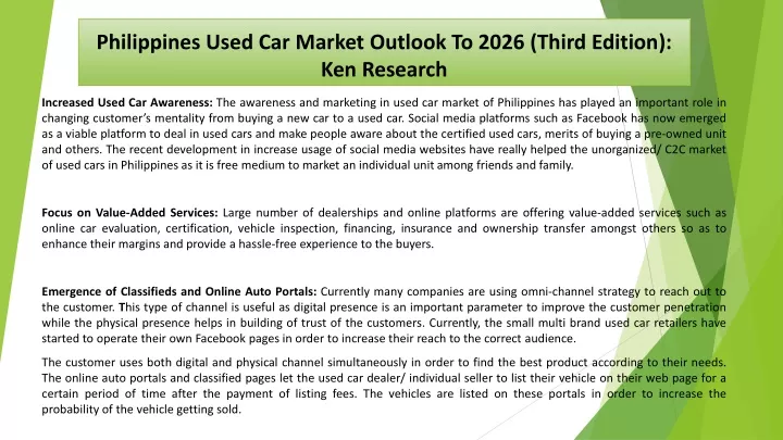 philippines used car market outlook to 2026 third edition ken research