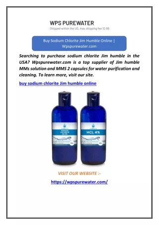Buy Sodium Chlorite Jim Humble Online  Wpspurewater.com