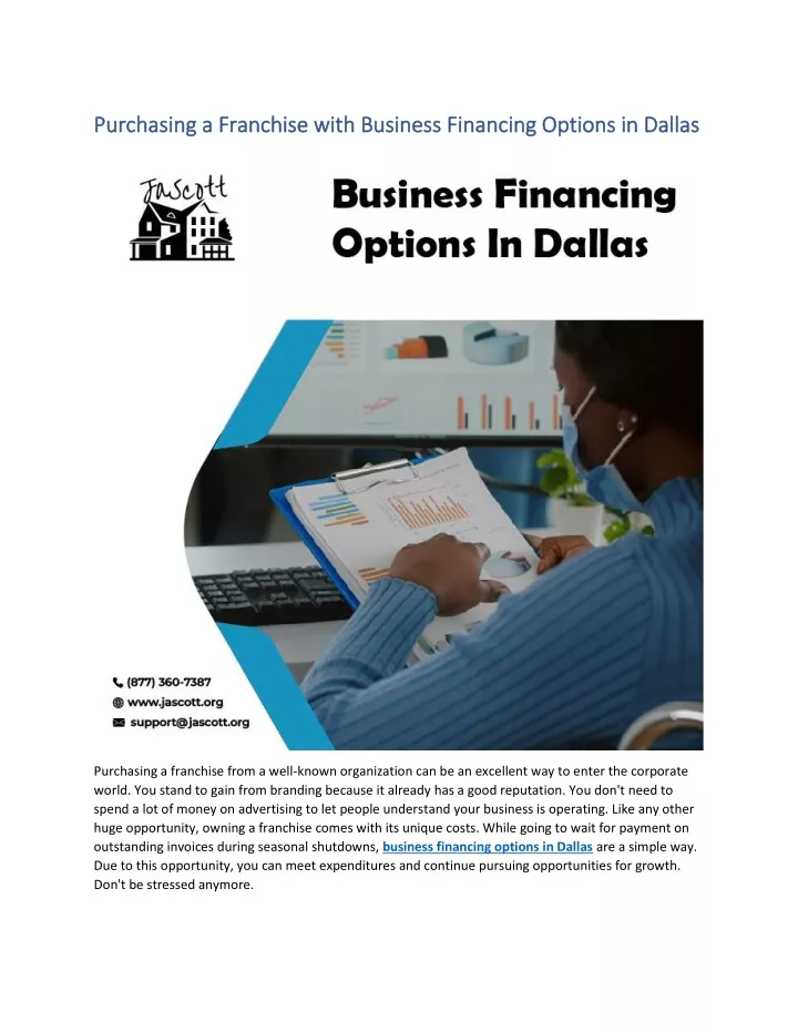 purchasing a franchise with business financing