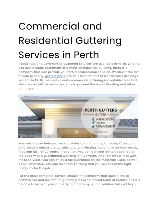 commercial and residential guttering services