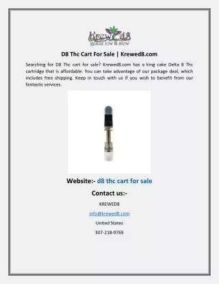 D8 Thc Cart For Sale  Krewed8