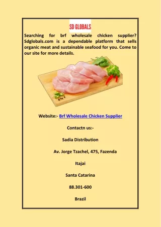 Brf Wholesale Chicken Supplier Sdglobals.com