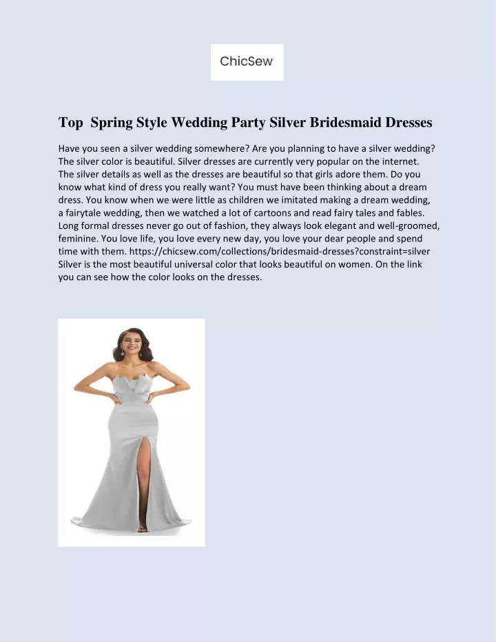 top spring style wedding party silver bridesmaid