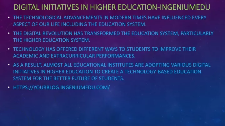 digital initiatives in higher education ingeniumedu