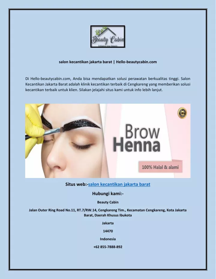 PPT - Salon Kecantikan Jakarta Barat Hello-beautycabin PowerPoint ...