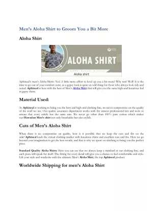 Men’s Aloha Shirt to Groom You a Bit More