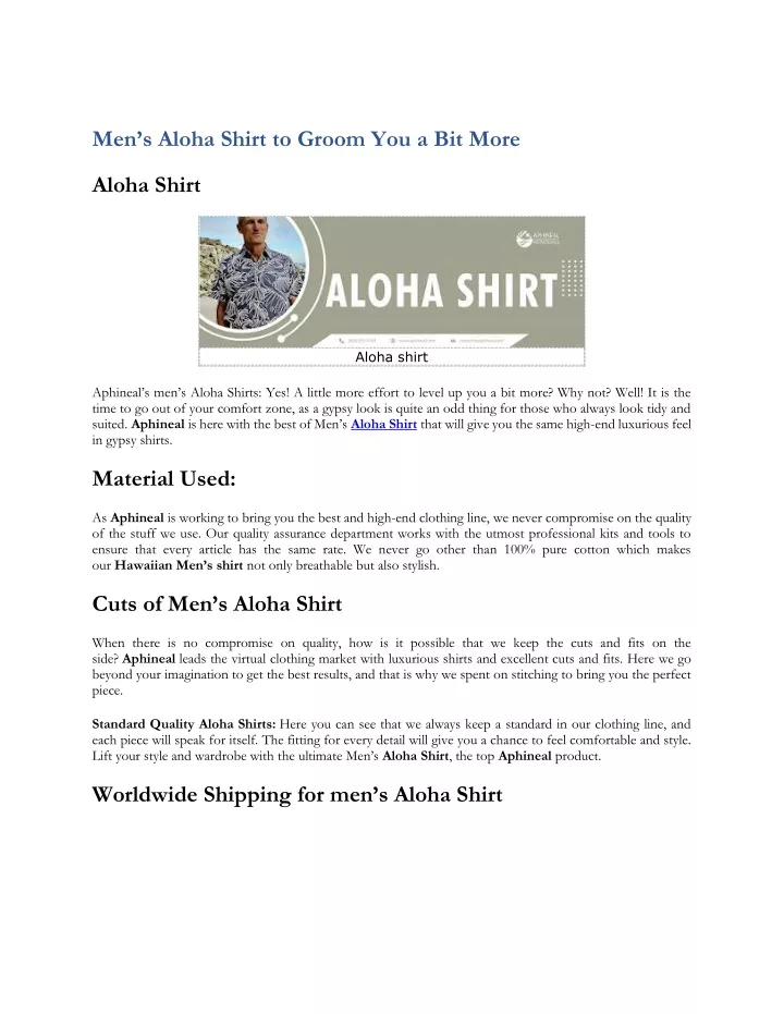 men s aloha shirt to groom you a bit more