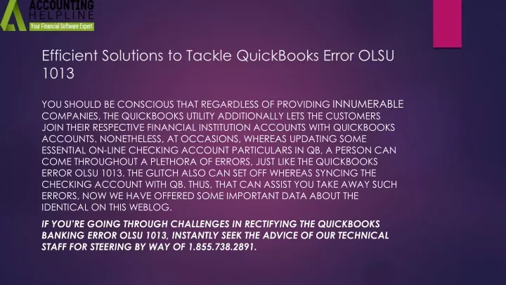 efficient solutions to tackle quickbooks error olsu 1013