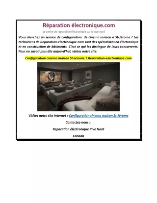 Configuration cinéma maison St-Jérome  Reparation-electronique.com