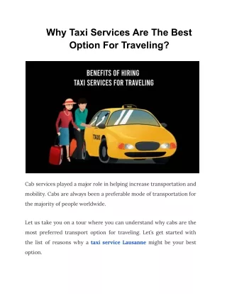 Why taxi services are the best option for traveling_