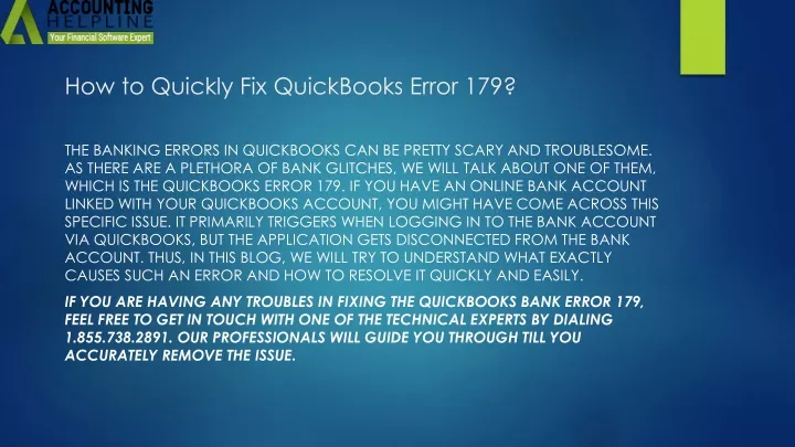 how to quickly fix quickbooks error 179