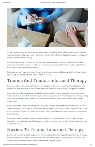 What is Trauma-Informed Therapy_ - Integrative Life Center