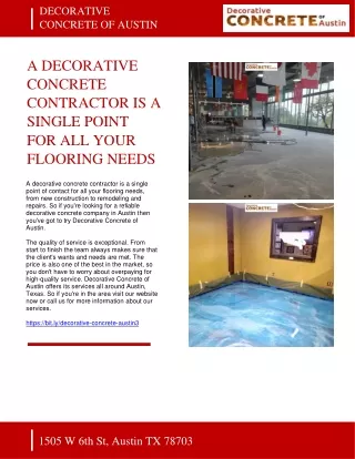 A DECORATIVE CONCRETE CONTRACTOR IS A SINGLE POINT FOR ALL YOUR FLOORING NEEDS - DECORATIVE CONCRETE OF AUSTIN