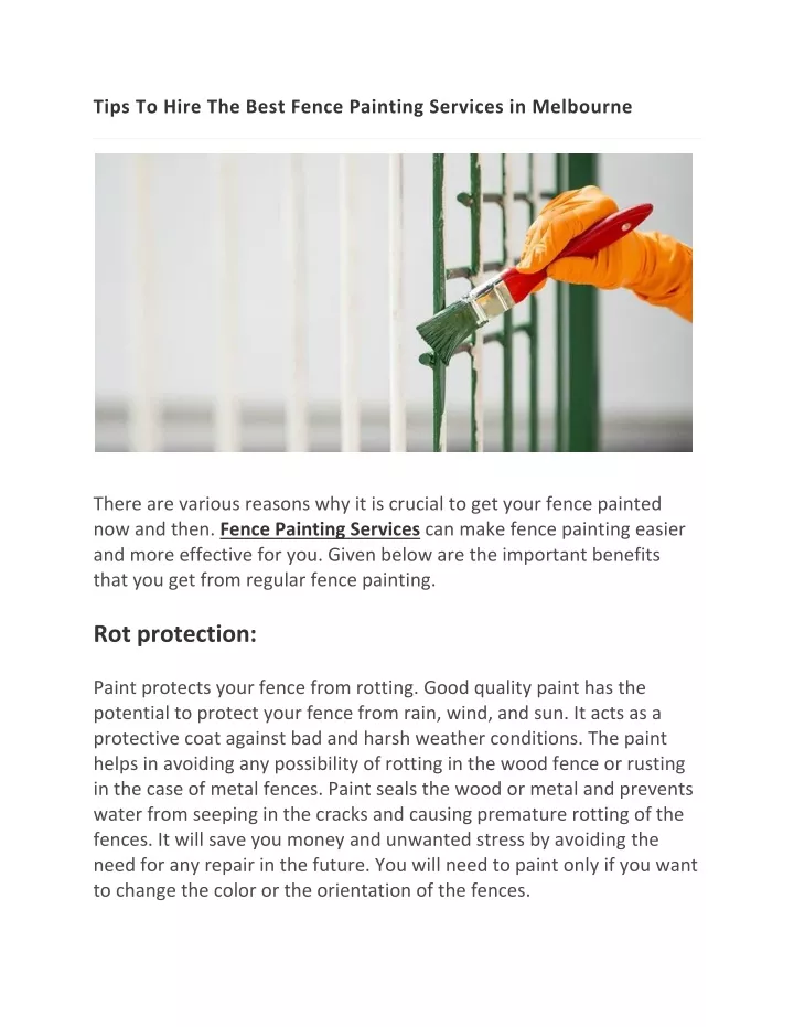 tips to hire the best fence painting services