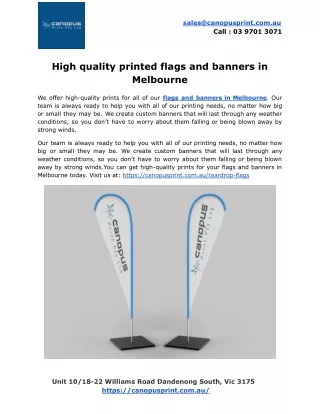 High quality printed flags and banners in Melbourne